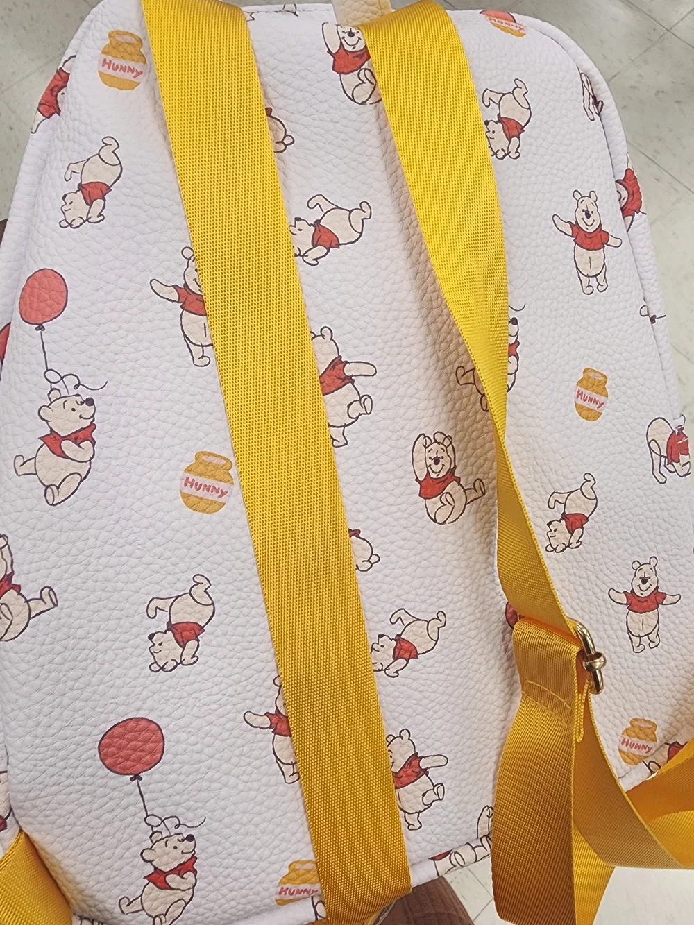 Heart Pom-Pom White Backpack with Yellow Accent